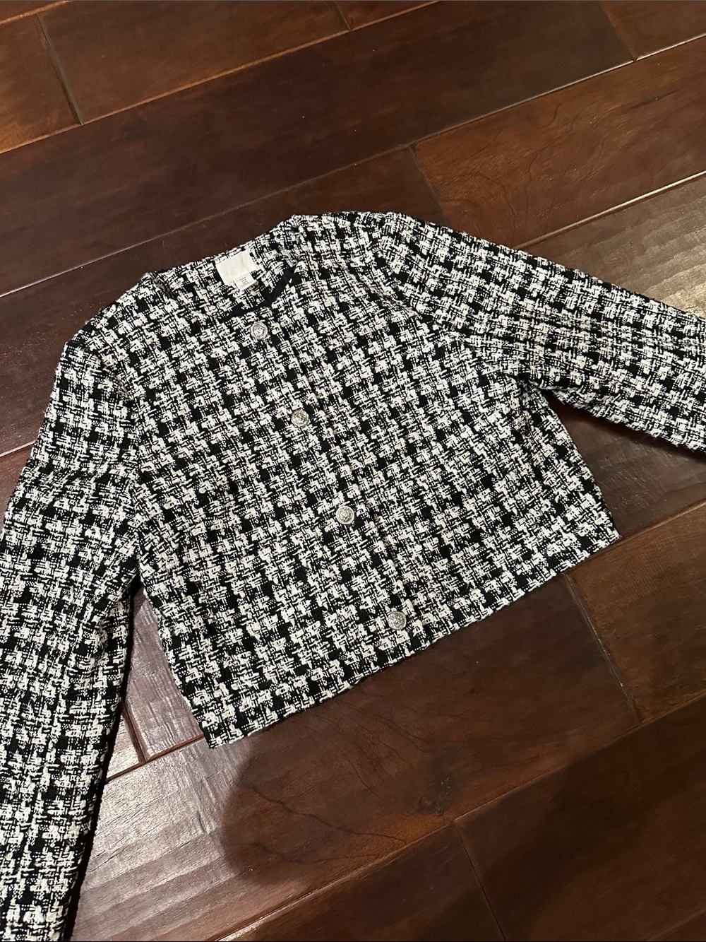 H&M Black and White Tweed Cropped Blazer Ver Quality Thick Material/ Fabric